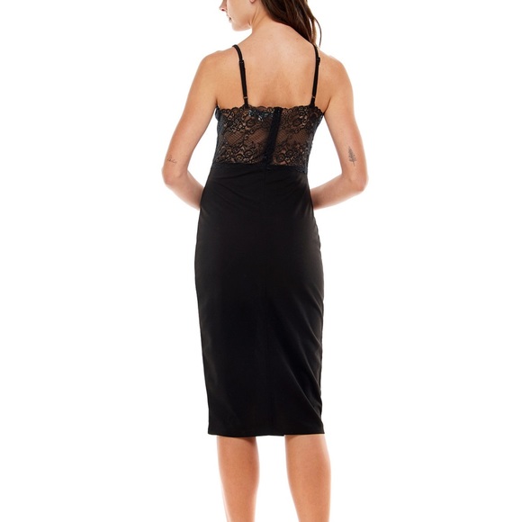 Black lace midriff slip dress - Picture 2 of 8